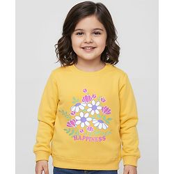 Babyhug Cotton Knit Full Sleeves Sweatshirt with Floral Print - Yellow