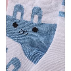 Cute Walk by Babyhug Cotton Knit Anti Bacterial Ankle Length Socks With Polka Dots & Bunny Print - White