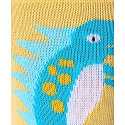 Cute Walk by Babyhug Cotton Lycra Knit Anti-bacterial Socks Strips & Dinosaur Design Pack of 3 - Yellow White & Blue