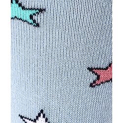 Cute Walk by Babyhug Cotton Lycra Knit Anti-bacterial Socks Strips Stars & Car Design Pack of 3 - Light Blue & Black