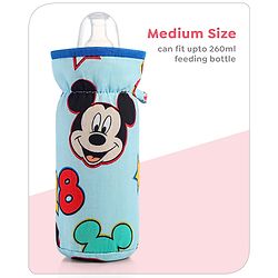 Babyhug Disney Feeding Bottle Cover with Smiley Mickey Face Print Medium - Blue