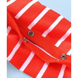Babyhug Cotton Knit Full Sleeves Stripe & Animal Printed Footed Sleep Suits Pack of 2- Green & Red