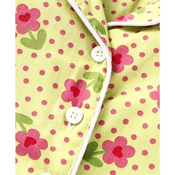 Babyhug Cotton Woven Full Sleeves Night Suit Floral Print - Lemon Yellow