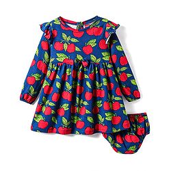 Babyhug Single Jersey Knit Full Sleeves Frock With Fruit Print & Bloomer - Blue