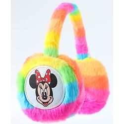 Babyhug Fur Rainbow Design Ear Muffs with Minnie Mouse Patch - Multicolor