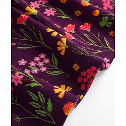 Babyhug Cotton Knit Full Sleeves Floral Printed Frock with Leggings - Wine