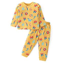 Babyhug Cotton Knit Full Sleeves Sweatshirt With Alphabet Print - Multicolour main image 1