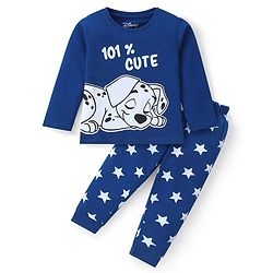 Babyhug Disney Single Jersey Knit Full Sleeves 101 Dalmatians Printed Night Suit - Navy Blue