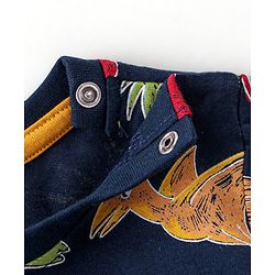 Babyhug Cotton Knit Full Sleeves Night Suit With Animals Print - Navy
