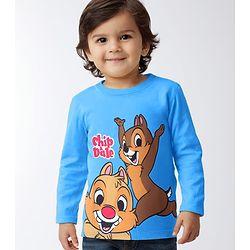 Babyhug Disney Single Jersey Full Sleeves T-shirt With Chip N Dale Graphics - Light Blue