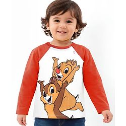 Babyhug Disney Single Jersey Knit Full Raglan Sleeves T-Shirt With Chip N Dale Graphics - White