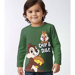 Babyhug Single Jersey Knit Full Sleeves T-Shirt With Chip N Dale Graphics - Green