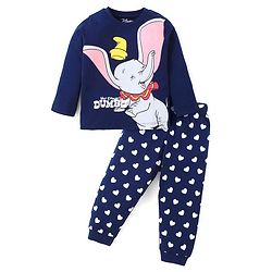 Babyhug Disney Single Jersey Knit Full Sleeves Night Suit with Dumbo Graphics - Navy