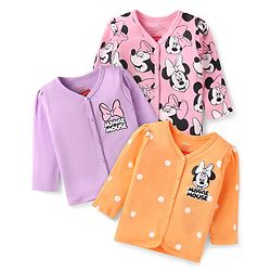 Babyhug Disney Interlock Knit Full Sleeves Jhablas with Minnie Mouse Graphics Pack of 3 - Orange Pink & Lilac