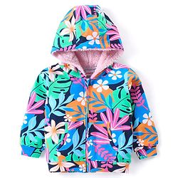 Babyhug Cotton Knit Full Sleeves Woven Sweatjacket Dino Design - Orange main image 0