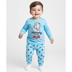 Babyhug Cotton Woven Full Sleeves Front Open Night Suit With Animals Print - Blue