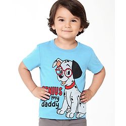 Babyhug Disney Single Jersey Knit Half Sleeves T-Shirt with 101 Dalmatians Graphics - Blue