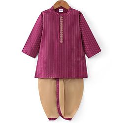 Babyhug Woven Full Sleeves Foil Printed Kurta Dhoti Set - Burgandy