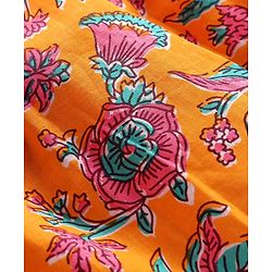 Babyhug Cotton Woven Three Fourth Sleeves Floral Printed Kurti Gharara Set with Dupatta - Orange