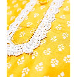 Babyhug Cotton Woven Full Sleeves Printed Kurta Dhoti Set - Yellow