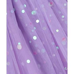 Babyhug Net Woven Frill Sleeves Sequinned Floral Embroidered Choli Lehenga Set with Dupatta - Purple