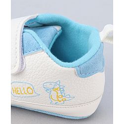 Cute Walk by Babyhug Booties With Velcro Closure & Dino Print - Blue & White