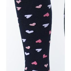 Cute Walk by Babyhug Cotton Elastane Knit Antibacterial Tights Hearts Design - Navy Blue