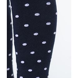 Cute Walk by Babyhug Cotton Elastane Knit Antibacterial Tights Polka Dots Design - Navy Blue