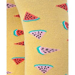 Cute Walk by Babyhug Cotton Elastane Anti Bacterial Footed Tights Watermelon Design - Mustard