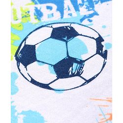 Babyhug Cotton Knit Full Sleeves Night Suit With Footballs Print - Off White