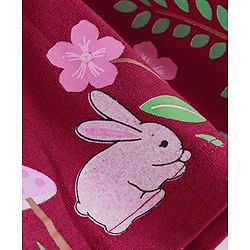 Babyhug Single Jersey Knit Full Sleeves Frock With Floral Print & Peter Pan Collar - Maroon