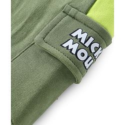 Babyhug Disney Cotton Knit Full Sleeves Sweatshirt & Lounge Pants Set With Front & Back Mickey Mouse Graphics - Green