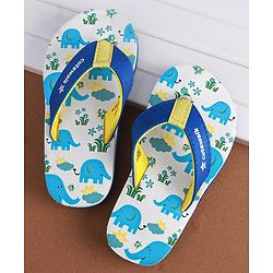 Cute Walk by Babyhug Slip on Flip Flops with Elephant Print - Blue