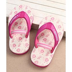 Cute Walk by Babyhug Flip Flops with Backstrap Closure & Animal Print - Pink