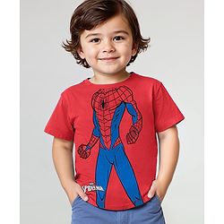 Babyhug Marvel Single Jersey Half Sleeves T-Shirt with Spiderman Print - Red