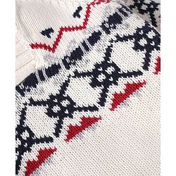 Babyhug Cotton Knitted Full Sleeves Pullover Sweater With Aztec Design - White