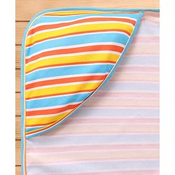 Babyhug Cotton Knit Hooded Wrapper with Stripes L 76 x B 76 cm - White