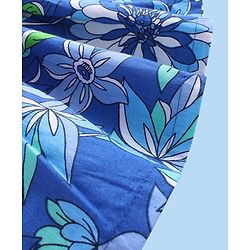 Babyhug Cotton Woven Half Puffed Sleeves Solid Colour Shrug & Floral Printed Frock - Blue
