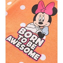 Babyhug Disney Single Jersey Knit Full Sleeves Night Suit With Minnie Mouse Graphics - Orange