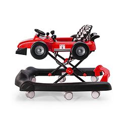 Babyhug F1 Little Racer Foldable Activity Walker with Adjustable Height|Music & Lights|Steering Wheel with Comfy Seat & Push Handle - Red