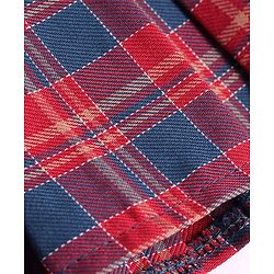Babyhug Cotton Knit Full Sleeves Ribbed Top & Checkered Skirt Set - Maroon