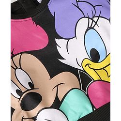 Babyhug Disney Terry Knit Full Sleeves Overlapped Sweatshirt & Lounge Pant with Minnie Mouse Graphics - Charcoal Grey