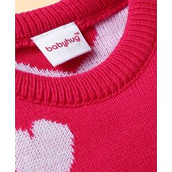 Babyhug Knit Full Sleeves Pullover Heart Design - Red