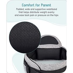 Babyhug Snug Rider Multi-function Hip Seat: Soft padded seat, Adjustable fit, Comfortable lumbar support, Secure fastening, and Two-way carrying for babies up to 15 kg Grey