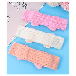 Babyhug Free Size Headbands With Bow Applique Pack of 3 - Pink & White