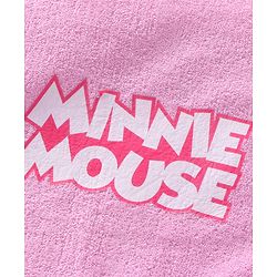 Babyhug Disney Terry Woven Full Sleeve Hooded Bath Robe With Minnie Mouse Graphic & 3D Applique - Pink