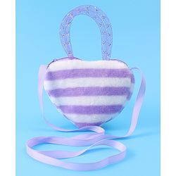 Babyhug Free Size Striped Heart Shaped Sling Bag With Bow Applique - Purple