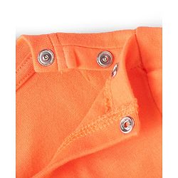 Babyhug Cotton Knit Full Sleeves Striped & Text Printed Night Suit - Orange