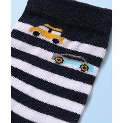 Cute Walk by Babyhug Knit Ankle Length Socks With Vehicle Design Pack of 3 - White Black & Blue