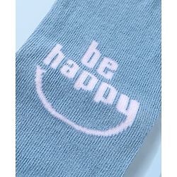 Cute Walk by Babyhug Knit Ankle Length Socks With Stripes & Text Design - Blue & White